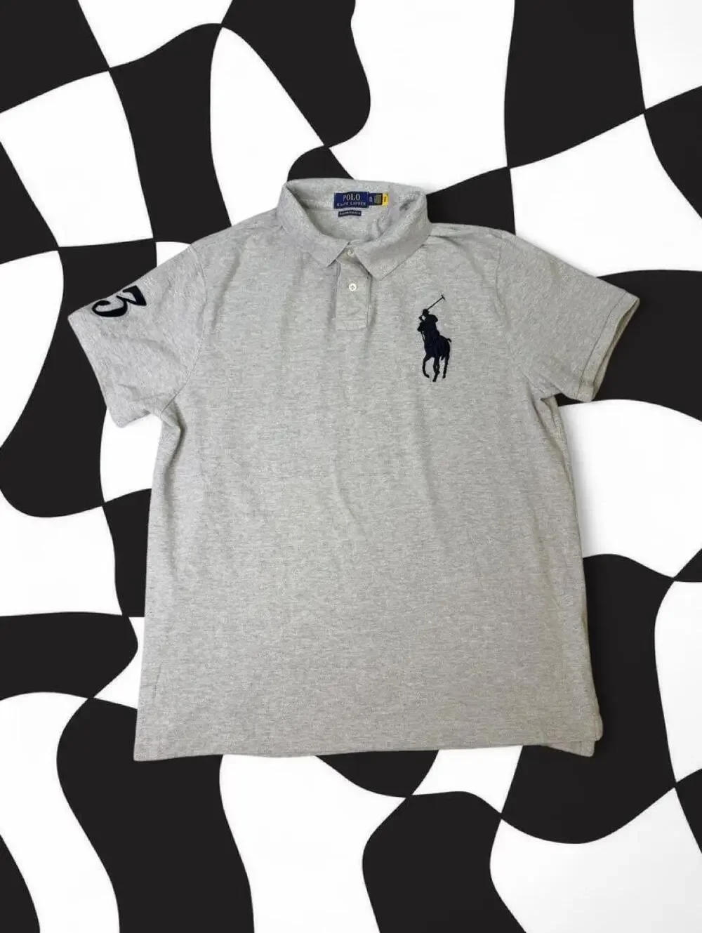 Gray Polo Ralph Lauren polo shirt with black logo,